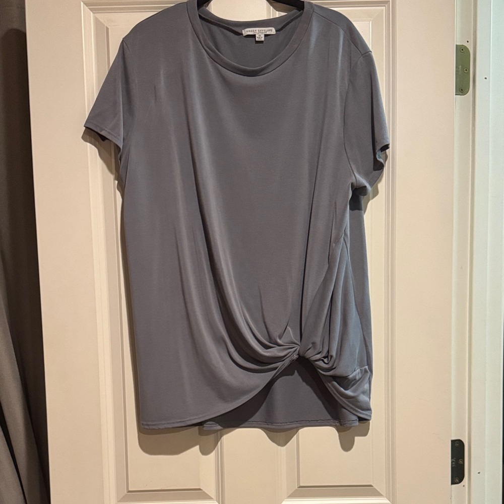 Eileen Fisher Slate Gray Knot Front Tee